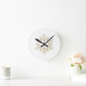 2-Silver and Gold Snowflake 3-D Look Runde Wanduhr (Zuhause)