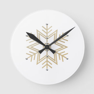 2-Silver and Gold Snowflake 3-D Look Runde Wanduhr