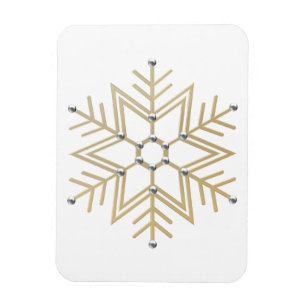 2-Silver und Goldschneeflocke-3-D Blick Magnet