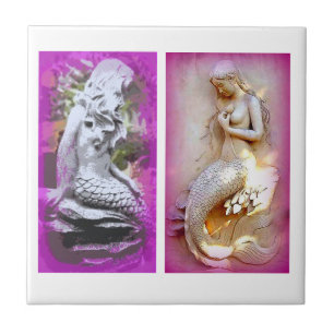 2 Sitzende Meerjungfrauenkachel Fliese