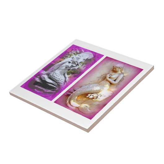 2 Sitzende Meerjungfrauenkachel Fliese (Seite)
