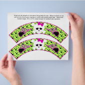 2 SKULL Geburtstag Personalisieren Sie Cupcake Wra Flyer (Hand)