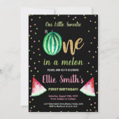 2 Slice Green Watermelon Geburtstag Einladungen (Vorderseite)