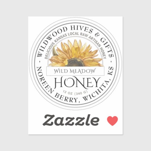 2" Staat Name und Blume Illustriert Honigetikett Aufkleber (Blatt)