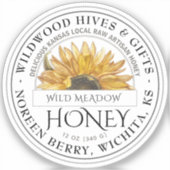 2" Staat Name und Blume Illustriert Honigetikett Aufkleber (Vorderseite)