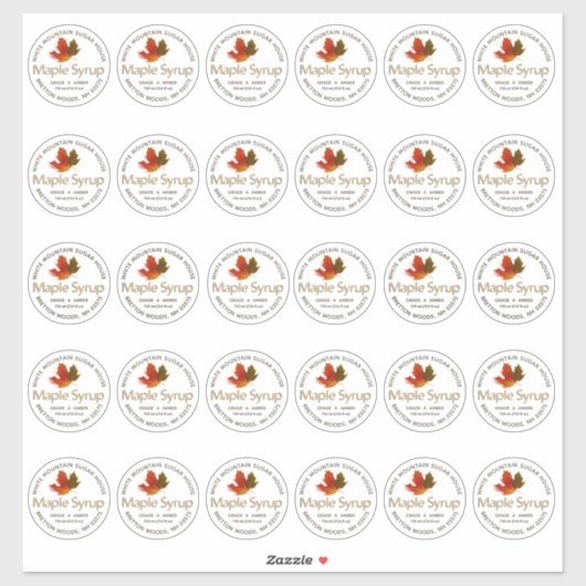 2" Standard Mason Jar Lid Etikett Ahornsirup (Blatt)