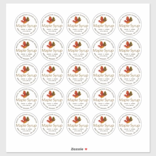 2" Standard Mason Jar Lid Etikett Ahornsirup (Blatt)