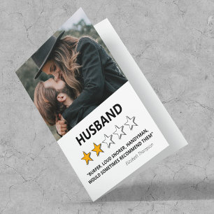 2 Star Review Funny Husband Valentines Feiertagskarte