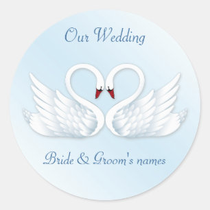 2 stilisierte weiße Schwäne rund Aufkleber