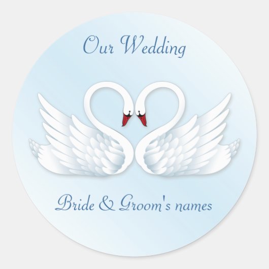 2 stilisierte weiße Schwäne rund Aufkleber (Vorderseite)