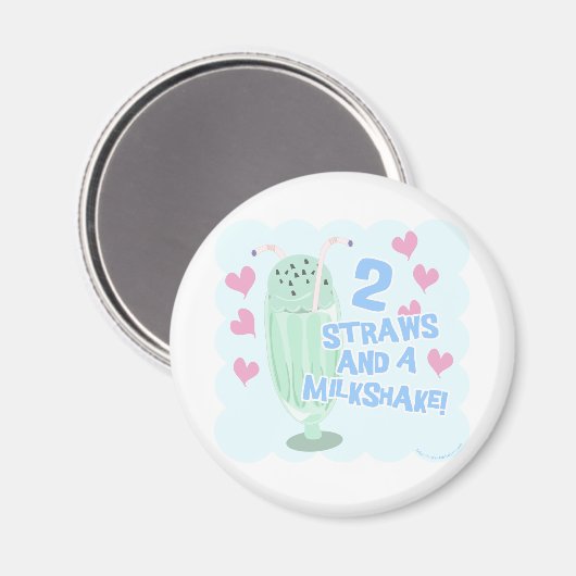 2 Strohhalme und Milchshake Magnet (Vorderseite/Rückseite)