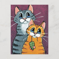 2 Tabby Katzen mit Toy Mouse Illustration