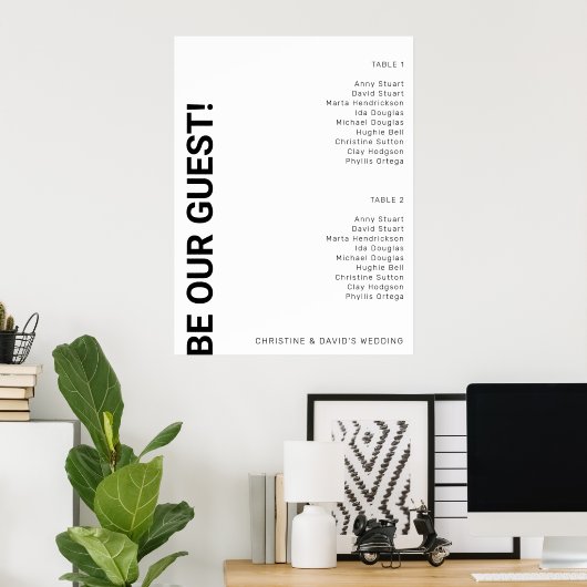 2 Tabelle Einfaches White Wedding Chart Poster (Heimbüro)