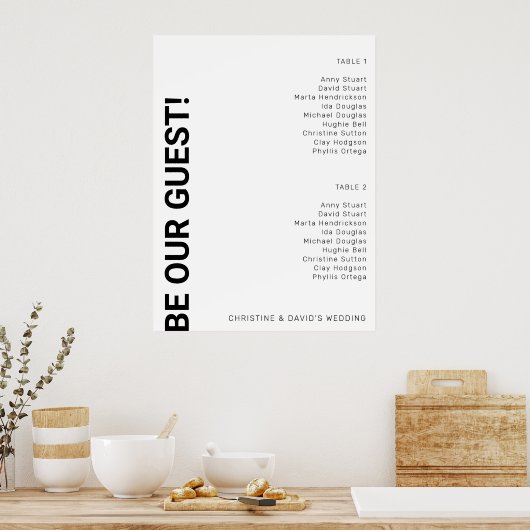 2 Tabelle Einfaches White Wedding Chart Poster (Küche)