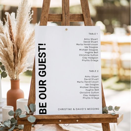 2 Tabelle Einfaches White Wedding Chart Poster