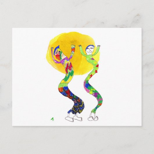 2 Tänzer tanzen in der Sonne Postkarte (Vorderseite)