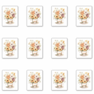2 Tasse Blumen Aufkleber