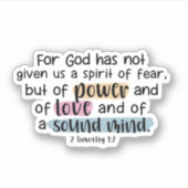 2 Timothy 1:7 Aufkleber (Vorderseite)