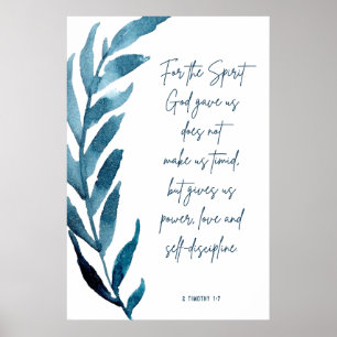 2 Timothy 1:7, Bibel Verse Print, Wohngestaltung Poster