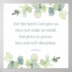 2 Timothy 1:7, Bibel Verse Print, Wohngestaltung,  Poster