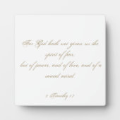 2 Timothy 1:7 Bibelverse Skript Fotoplatte (Vorderseite)