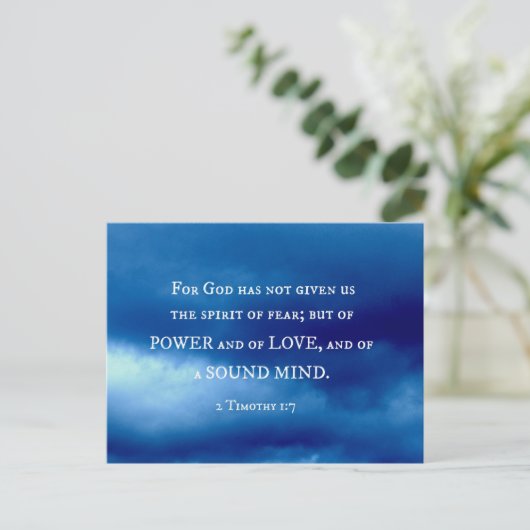 2 Timothy 1:7 Denn Gott hat nicht gegeben.... Postkarte (Stehend Vorderseite)