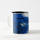 2. Timothy 1:7 Denn Gott hat uns nicht gegeben.... Zweifarbige Tasse (Vorderseite Links)