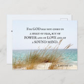 2 Timothy 1:7 Gott hat keinen Geist der Angst gege Postkarte (Vorne/Hinten)