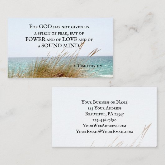 2 Timothy 1:7 Gott hat keinen Geist der Angst gege Visitenkarte (Vorne/Hinten)