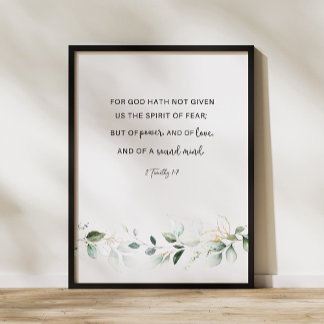 2 Timothy 1:7 KJV Bibelverse Poster