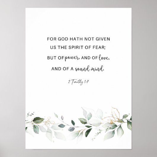 2 Timothy 1:7 KJV Bibelverse Poster (Vorne)