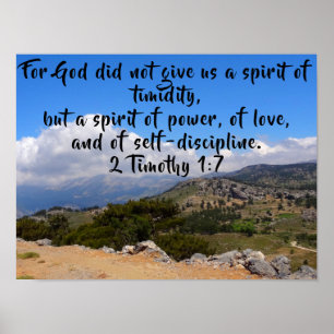 2 Timothy 1:7 Landschaftlich Bibelverse Poster