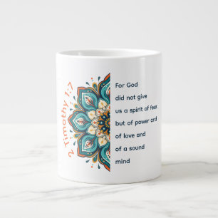 2 Timothy 1:7 Mandala Blume Jumbo Tasse