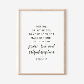 2 Timothy 1:7 Power, Liebe und Selbstdisziplin Poster