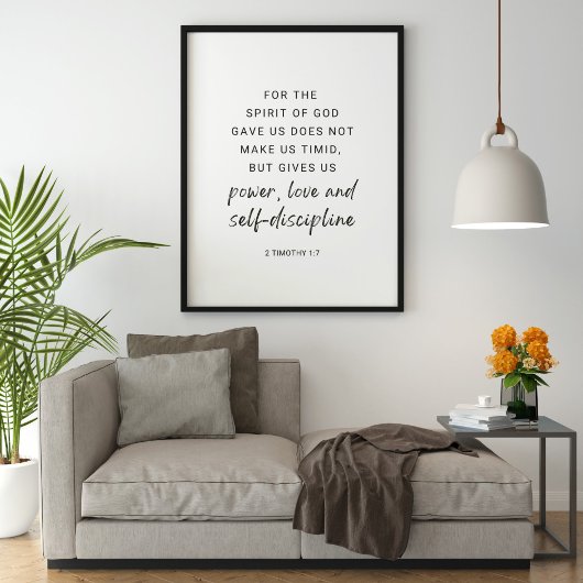 2 Timothy 1:7 Power, Liebe und Selbstdisziplin Poster