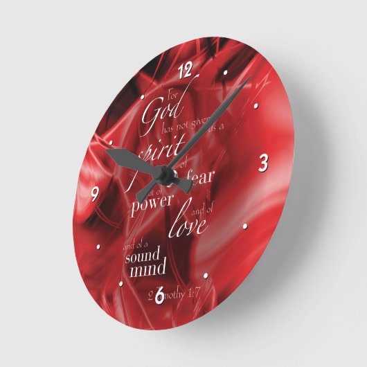 2 Timothy 1:7 Runde Wanduhr (Winkel)