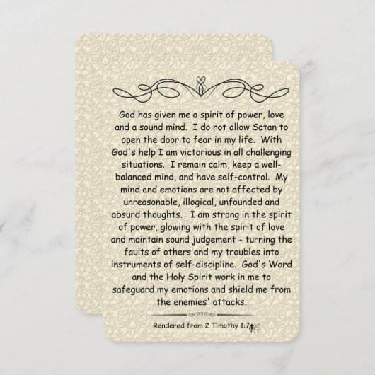 2 Timothy 1:7 Scripture Note Card Scrollsicherung (Vorne/Hinten)