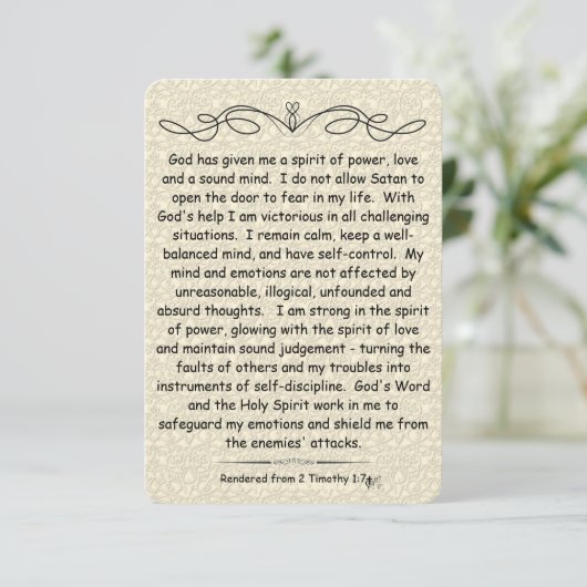 2 Timothy 1:7 Scripture Note Card Scrollsicherung (Stehend Vorderseite)