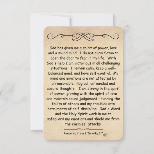 2 Timothy 1:7 Scripturenausweis (Vorderseite)