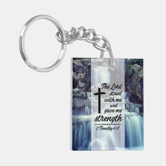 2 Timothy 4:17 Der Herr gab mir die Kraft-Bibel Schlüsselanhänger (Vorderseite links)