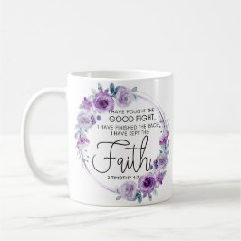2 Timothy 4:7 Ich habe den Glauben Lila Floral beh Kaffeetasse