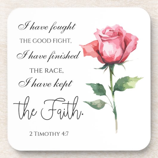 2 Timothy 4:7 - Ich habe den guten Kampf gekämpft Getränkeuntersetzer (Vorderseite)