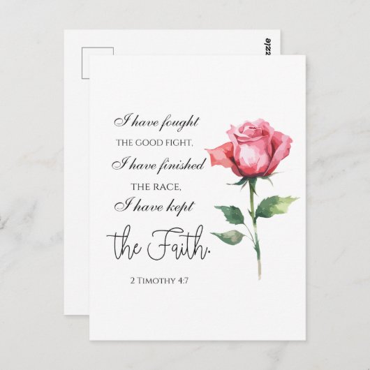 2 Timothy 4:7 - Ich habe den guten Kampf gekämpft Postkarte (Vorne/Hinten)