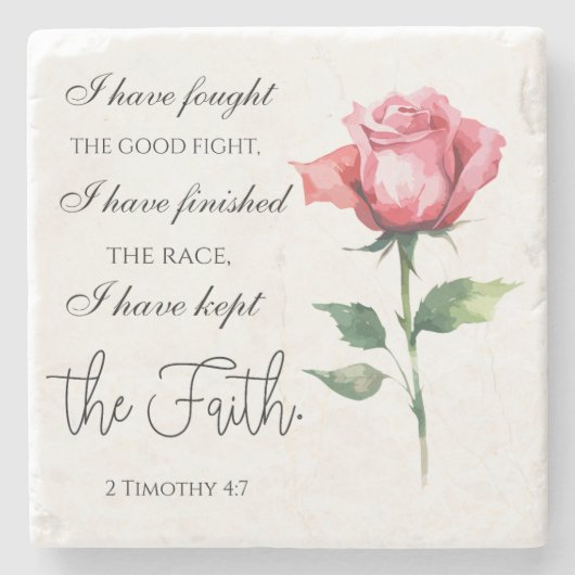 2 Timothy 4:7 - Ich habe den guten Kampf gekämpft Steinuntersetzer (Vorderseite)