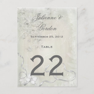 #2 Tischkarten Vintage Weiß auf Weiß Floral Postkarte