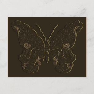 2 Ton Butterfly-Postkarte in braun und gold Postkarte