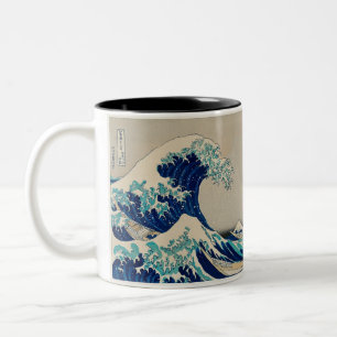 2-Ton-Tasse mit japanisch inspirierter Wellenkunst Zweifarbige Tasse