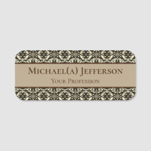 2 Tone Brown Baroque Muster: Klassischer Luxus Sti Namensschild