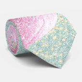 2 Töne Glitzer rosa und puderblau Cyan Krawatte (Gerollt)