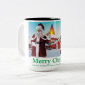 2 Töne Tasse. Frohe Weihnachten. Katzen/ mehr als Zweifarbige Tasse (Vorderseite Links)